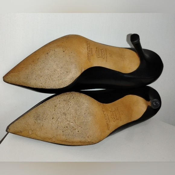 JIMMY CHOO BLACK LEATHER HEELS - Picture 7 of 7